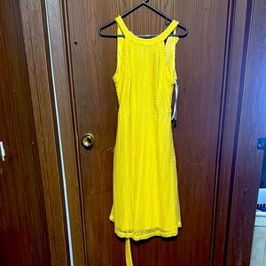 Karl Lagerfeld Paris Yellow Sleeveless Mesh Dress